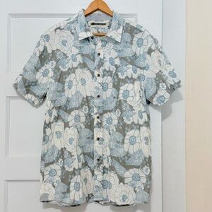 Levitate Men’s Floral Short Sleeve Organic Cotton/Hemp Cantina Shirt Large NWT